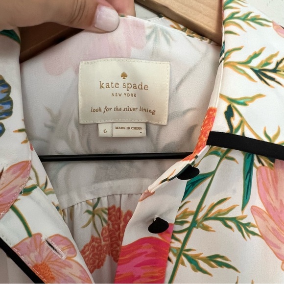 KATE SPADE- Picnic Perfect Blossom Fluid Shirtdress Spring Floral Preppy Church - Picture 8 of 10